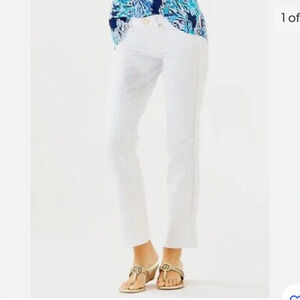 ! Lilly Pulitzer 0 White South Ocean Slim Crop Pant